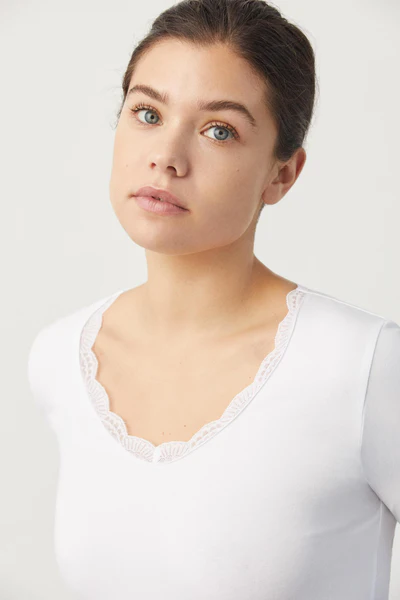 Camiseta Ysabel Mora 19688 m/l algodon fina (Blanco, S)