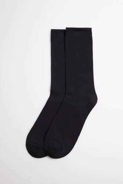Calcetin Ysabel Mora 22537 algodón cálido con puño (Negro)