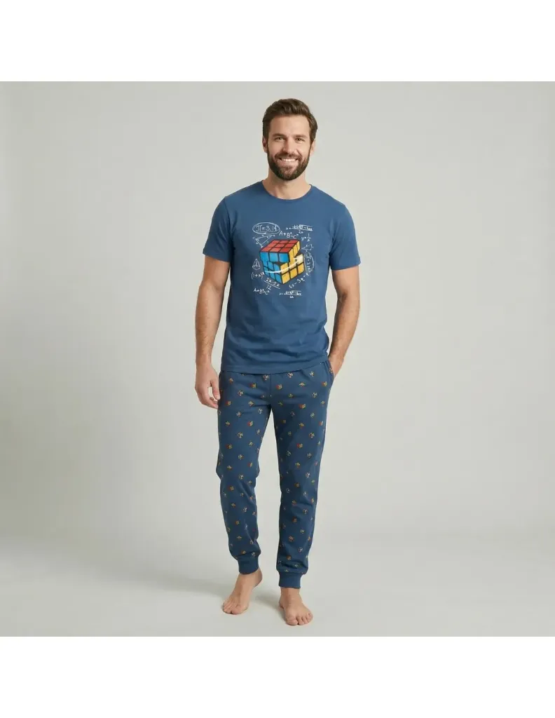 Pijama Dark Elephant V2663 3 piezas (Azul, S)