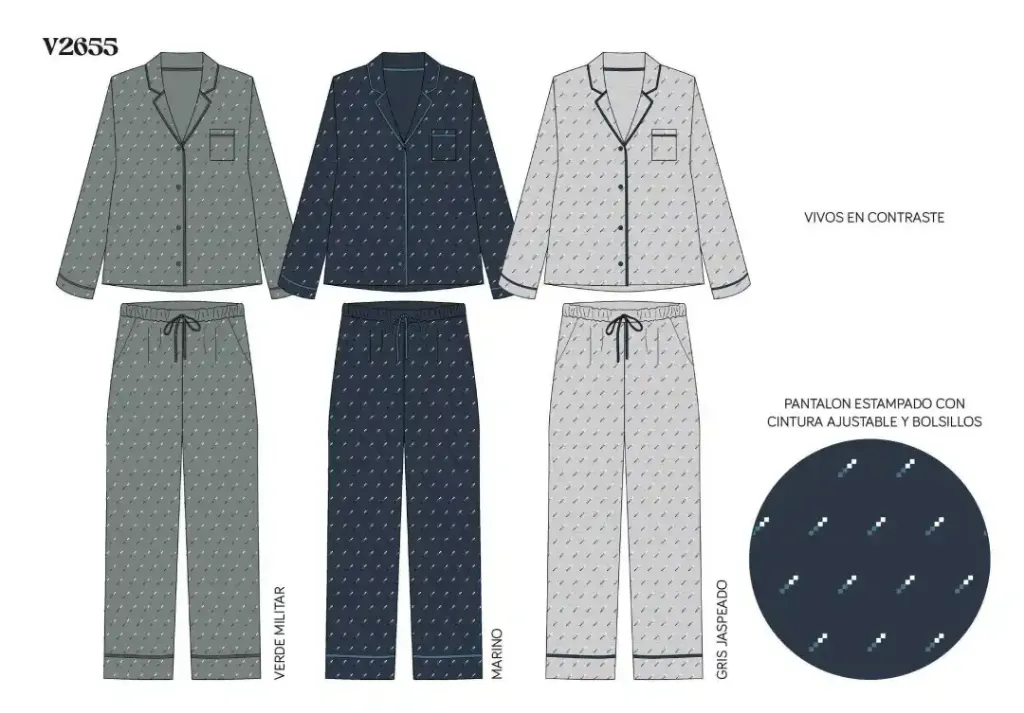 Pijama Dark Elephant V2655 abierto M/L (Gris, S)