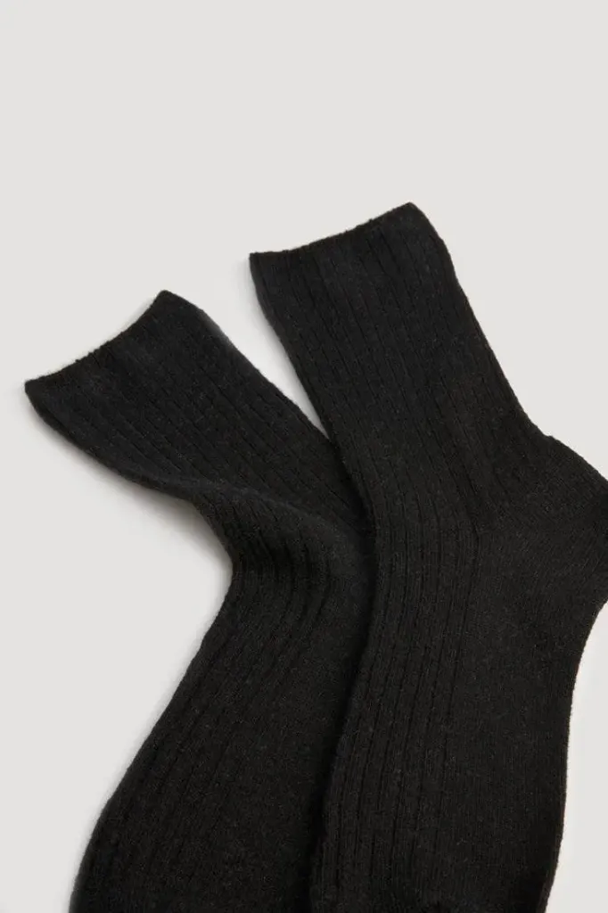 Calcetin Ysabel Mora 12853 lana sin puño (Negro, 36-38)